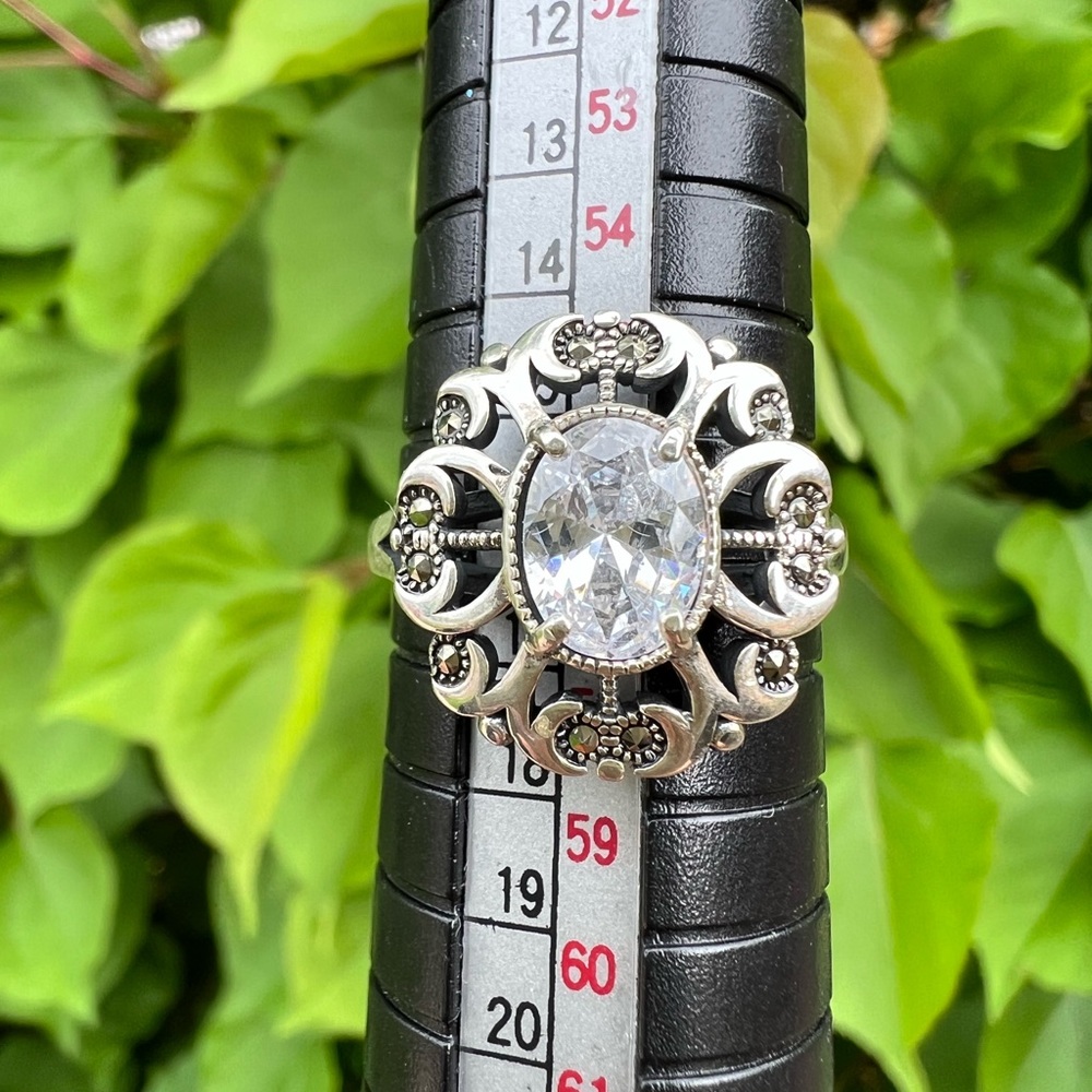 Sterling silver ring with oval zirconia